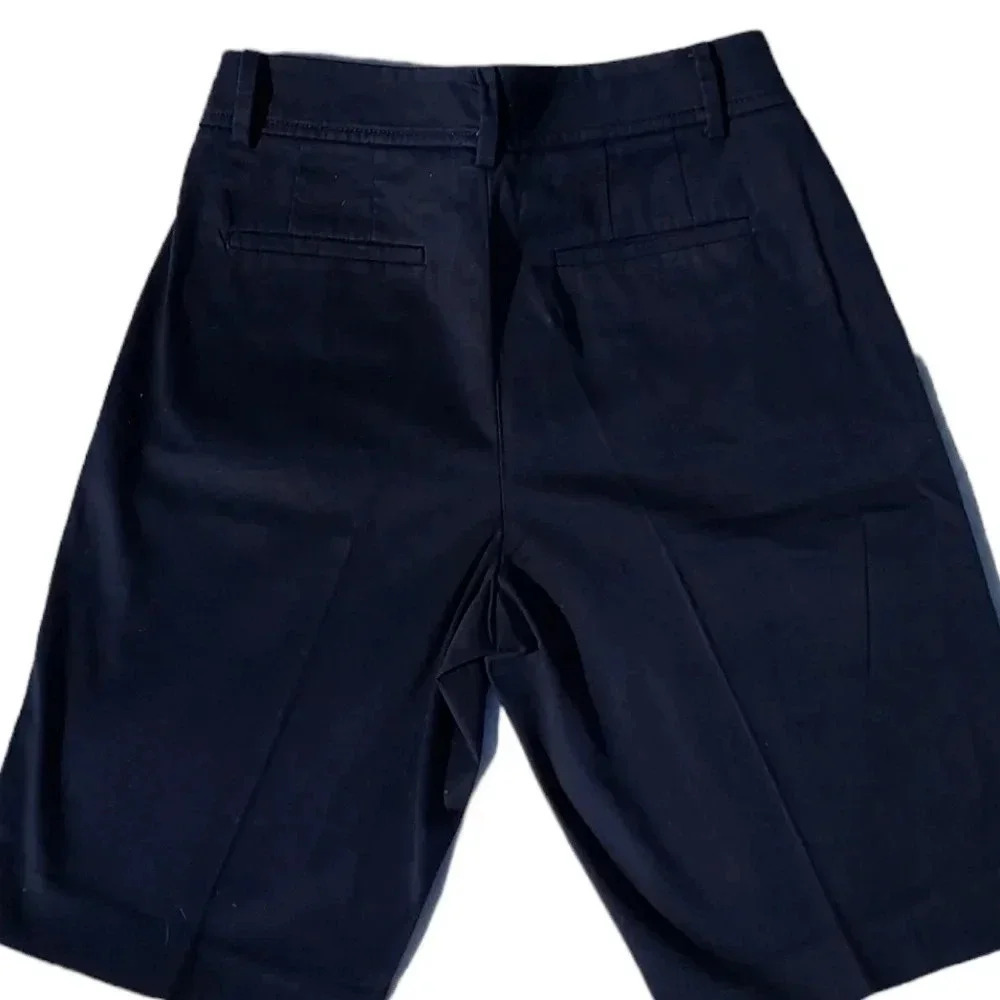 Talbots Perfect Womens Shorts Dark Blue Flat Front Cotton Blend 2 - Picture 6 of 15